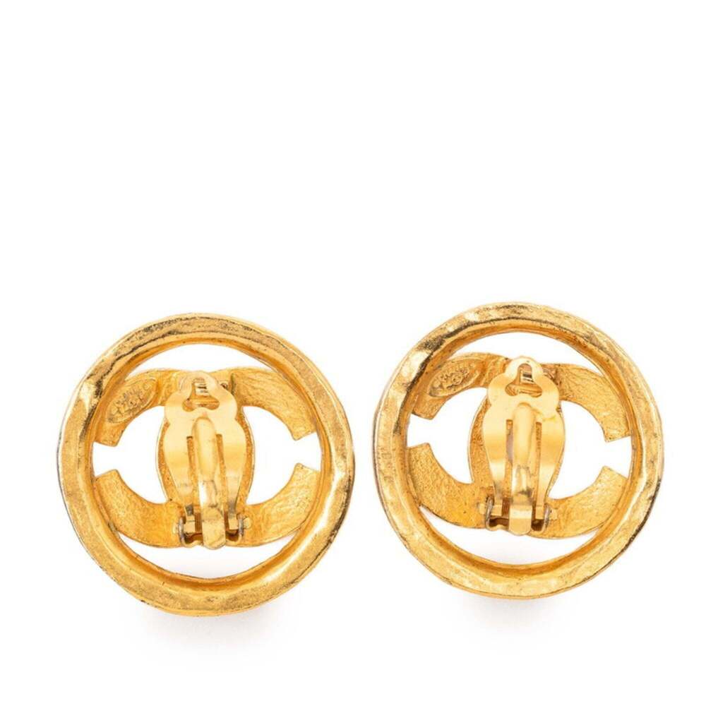 CHANEL Vintage Gold Logo Earrings - Picture 2 of 3